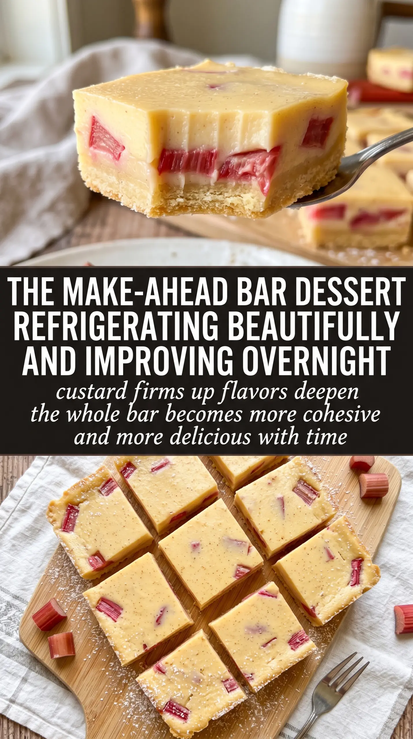 Rhubarb Custard Bars creamy tart layered