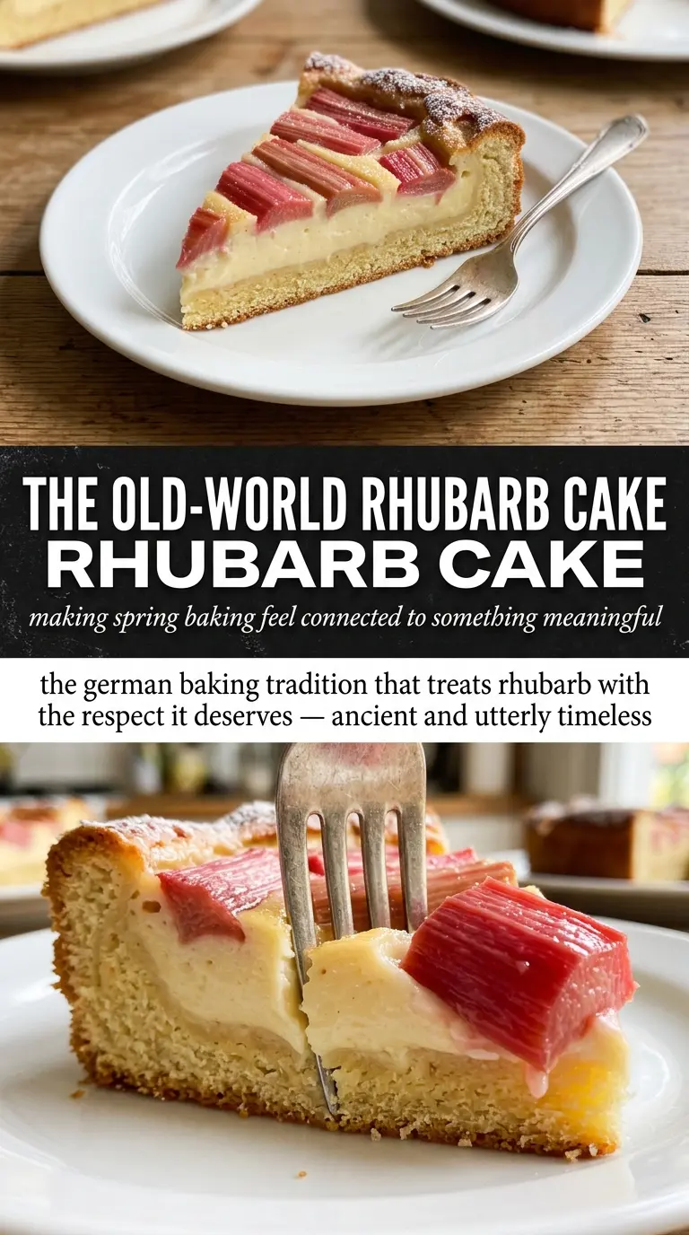 Rhubarb Custard Kuchen golden custard rhubarb yeast cake