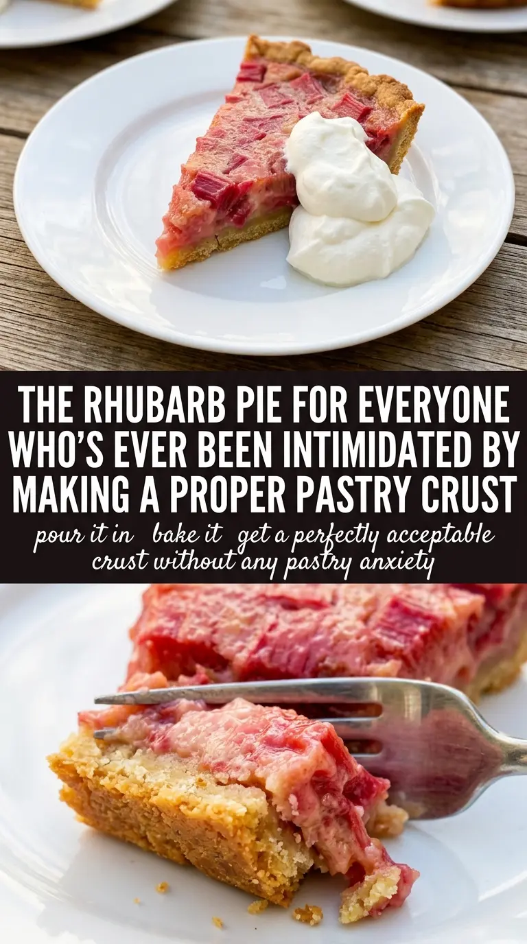 Rhubarb Impossible Pie golden custard tart rhubarb