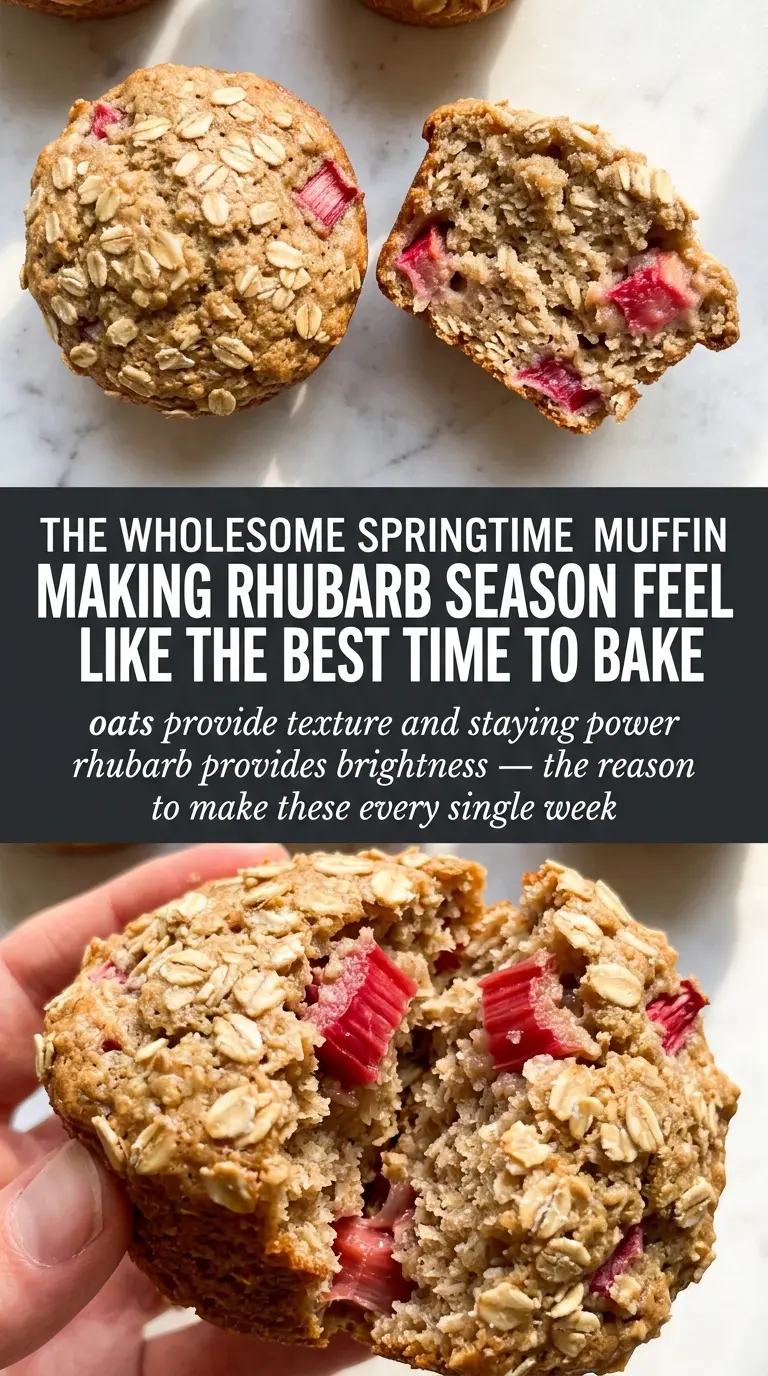 Rhubarb Oat Muffins moist crumb, oat topping, hearty breakfast