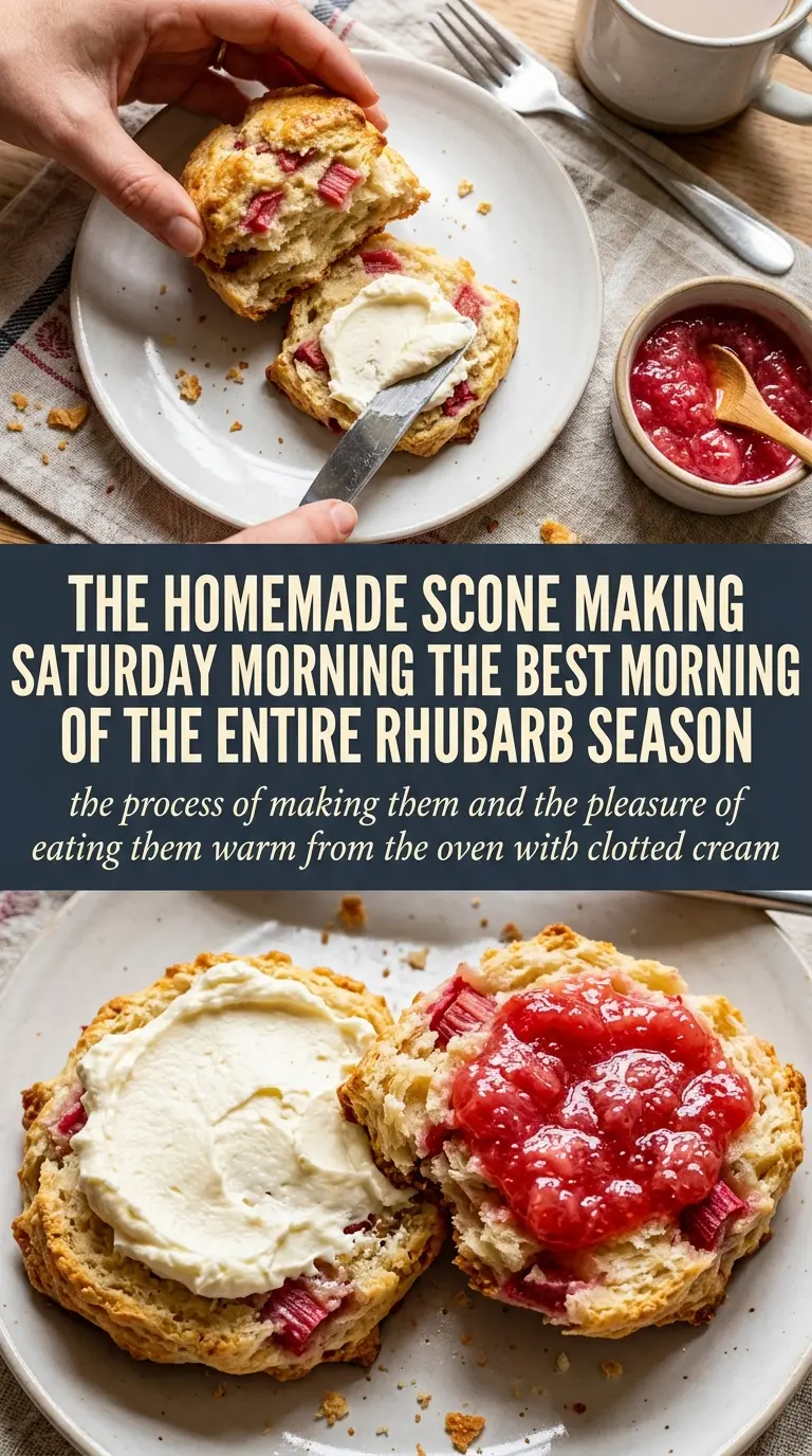 Rhubarb Scones flaky golden glazed