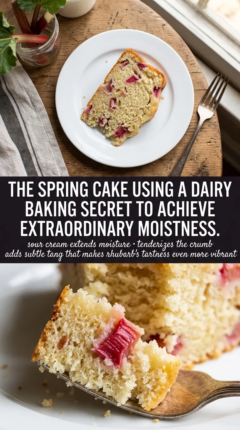 Rhubarb Sour Cream Cake tender rhubarb streusel
