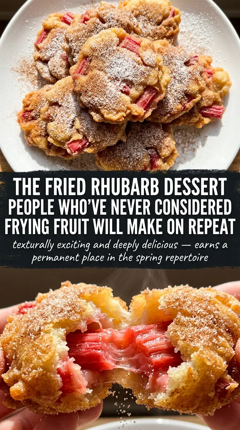 sweet & tangy rhubarb fritters cooked tender