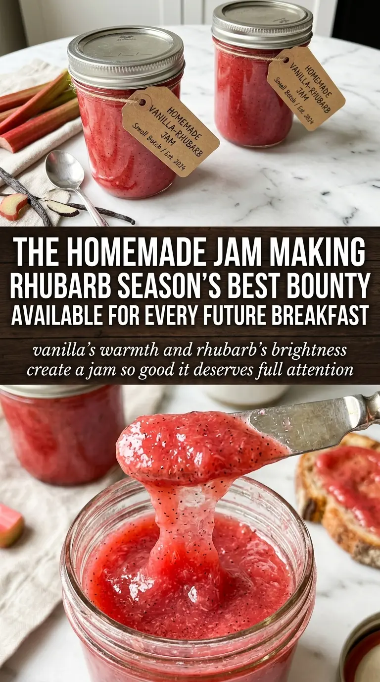 Vanilla-Rhubarb Jam ruby-pink spreadable vanilla bean