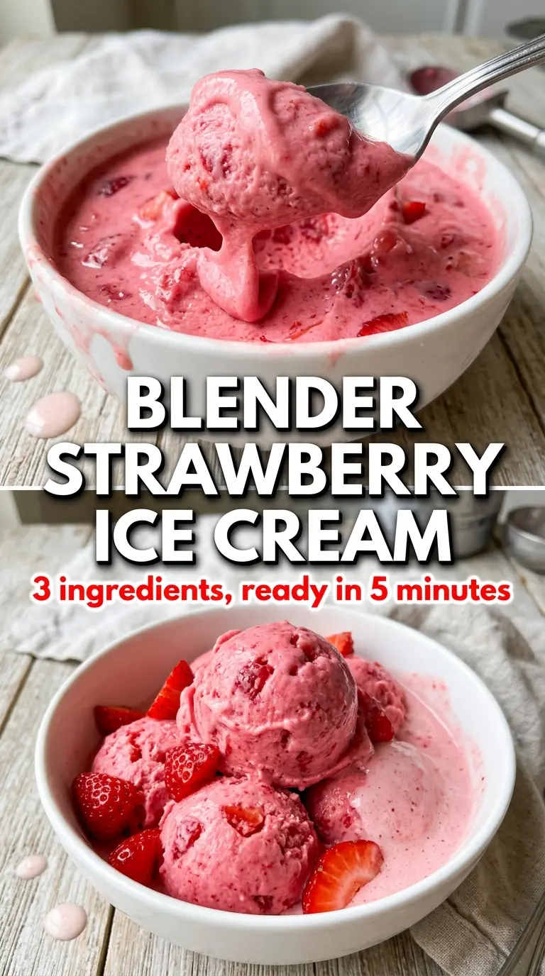 Blender Strawberry Ice Cream creamy frozen pink