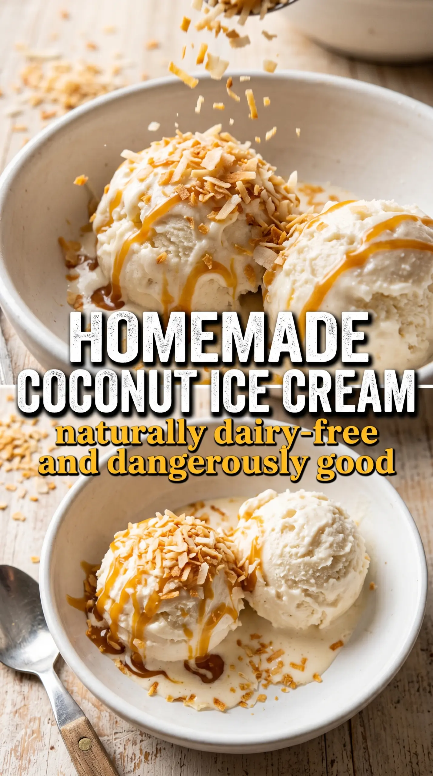 Homemade Coconut Ice Cream creamy toasted