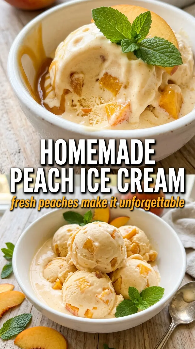 Homemade Peach Ice Cream creamy peachy custard