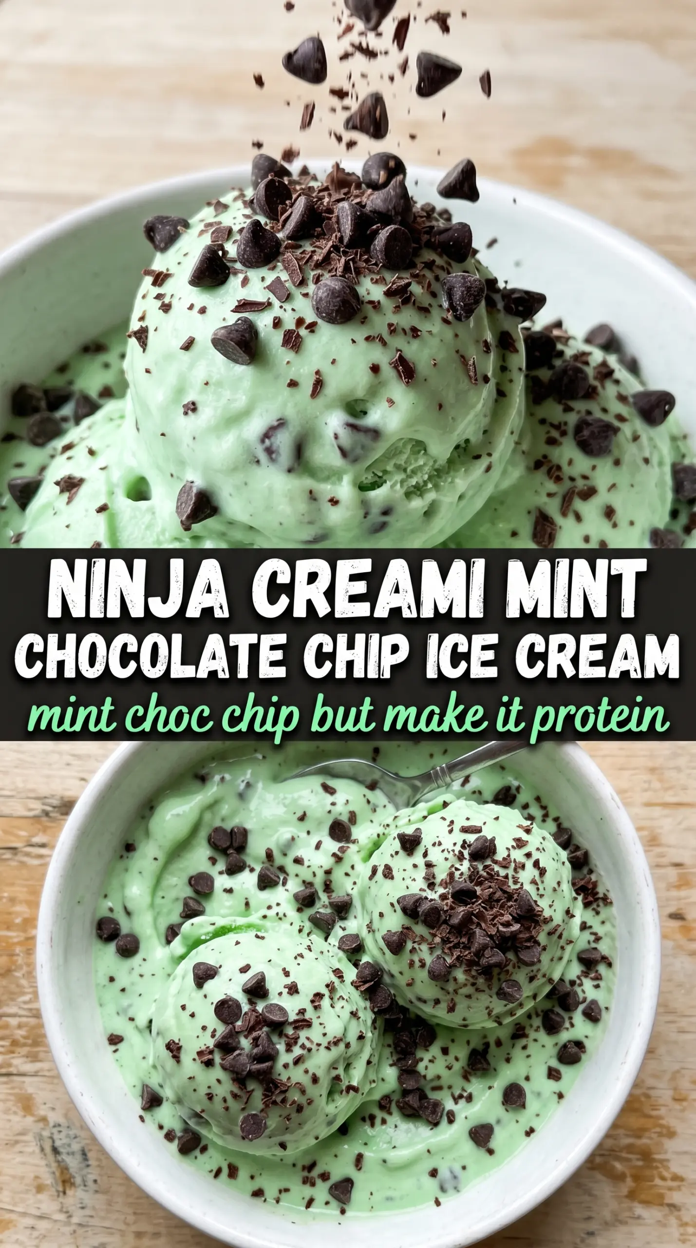 Ninja Creami mint chocolate chip ice cream creamy minty chocolate