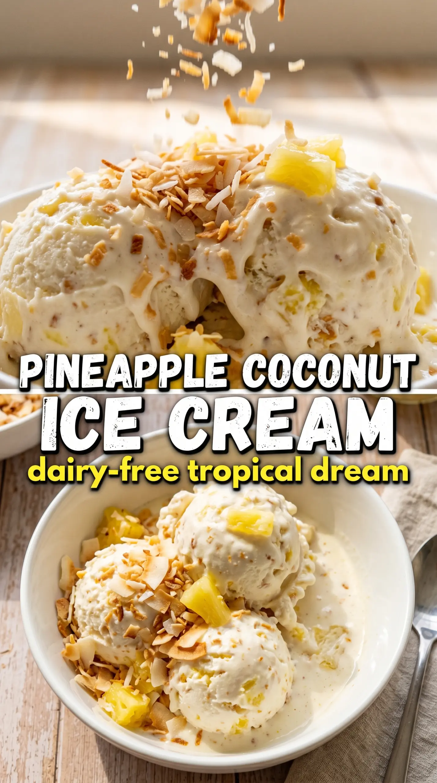 Pineapple coconut ice cream creamy tropical