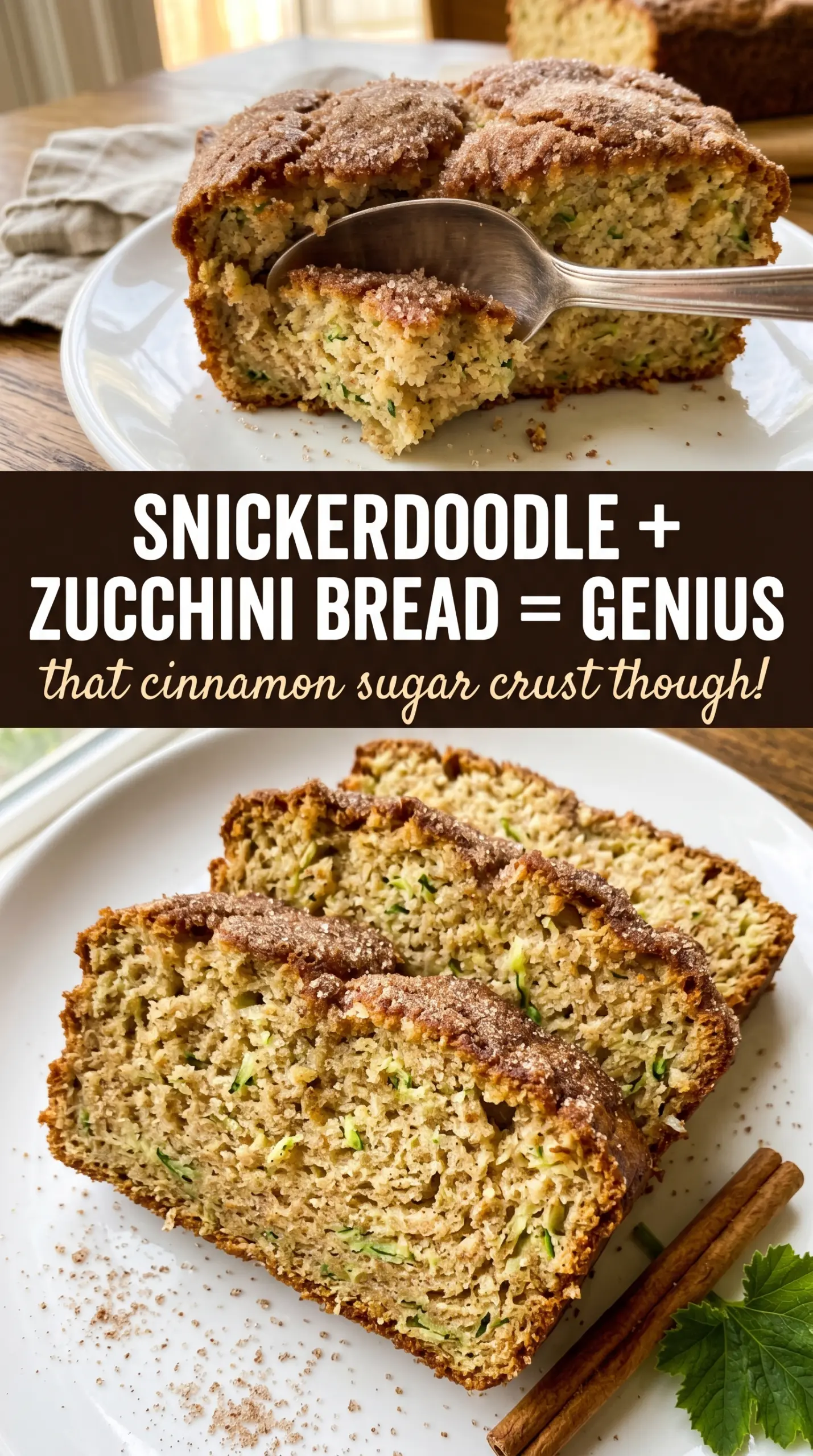Snickerdoodle Zucchini Bread golden cinnamon sugar crust