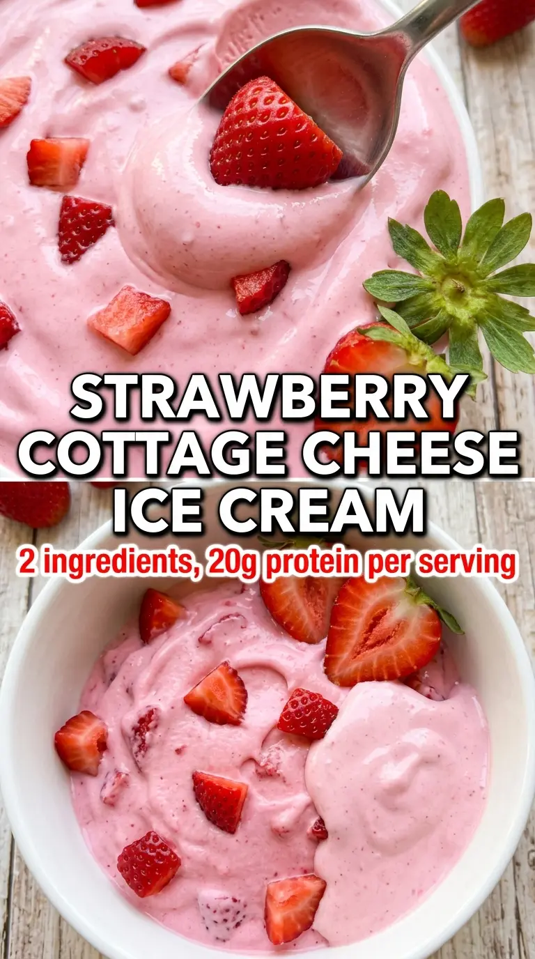 Strawberry cottage cheese ice cream creamy pink