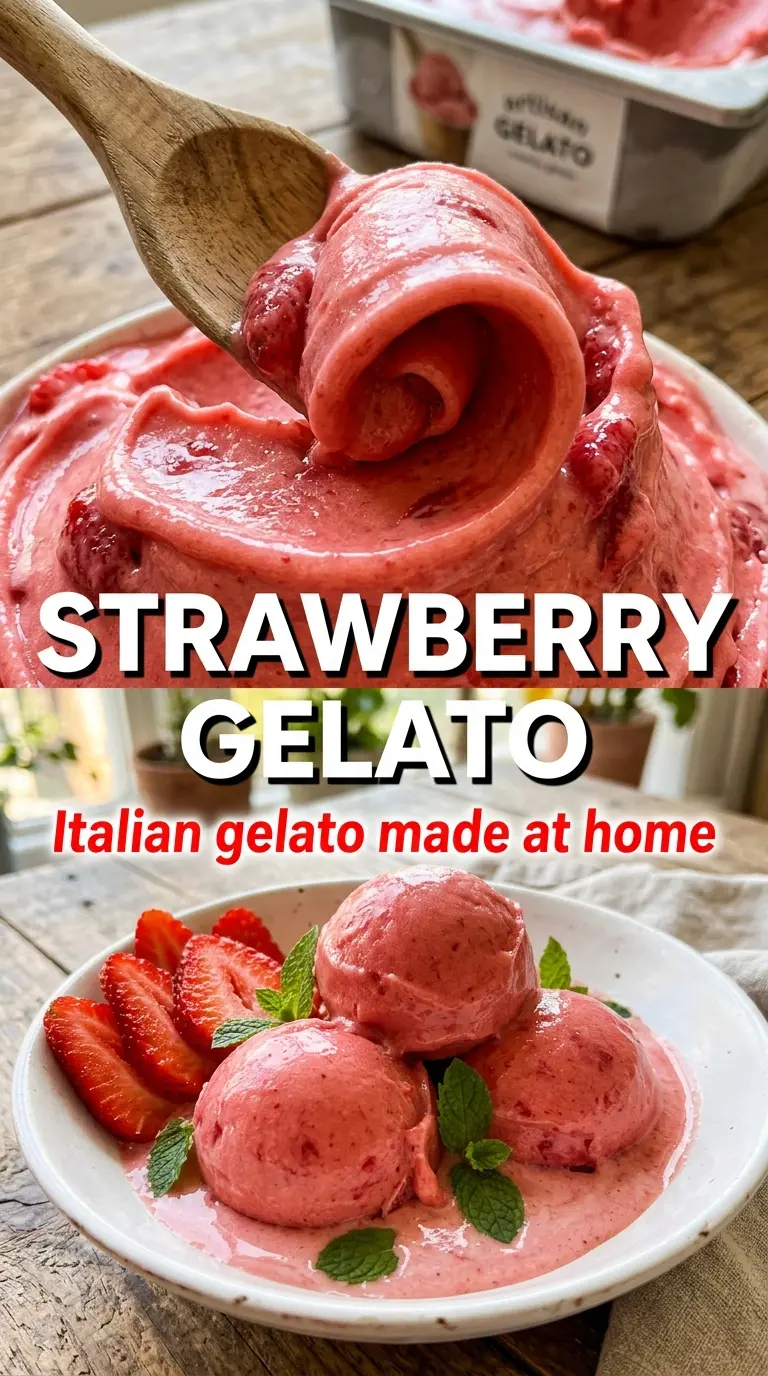 Strawberry Gelato vivid creamy Italian-style
