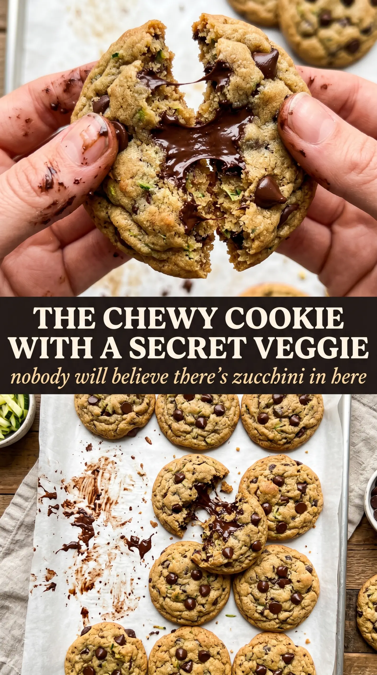 Zucchini Chocolate Chip Cookies soft chocolatey