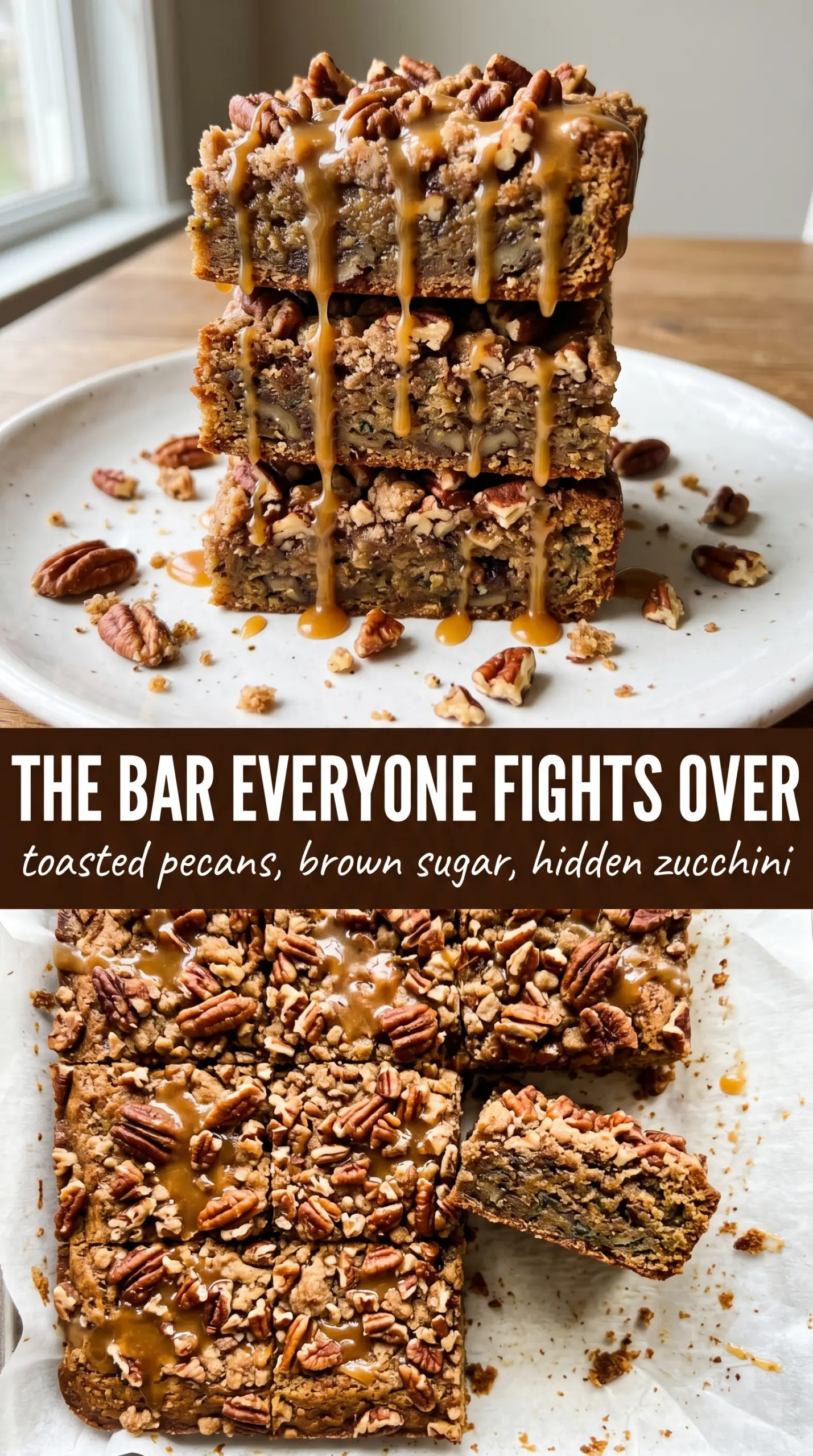 Zucchini Pecan Bars spiced frosting pecans