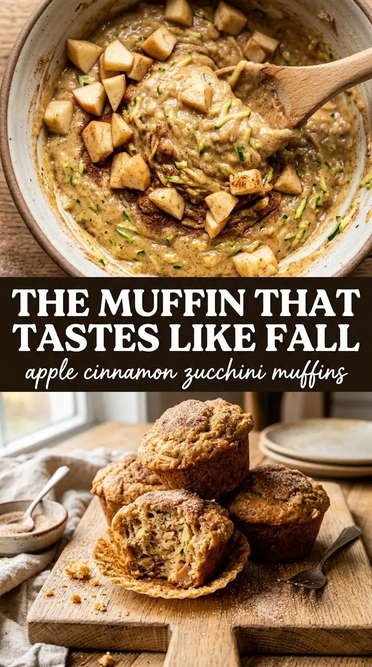 Apple Cinnamon Zucchini Muffins with cinnamon sugar crust, tender crumb