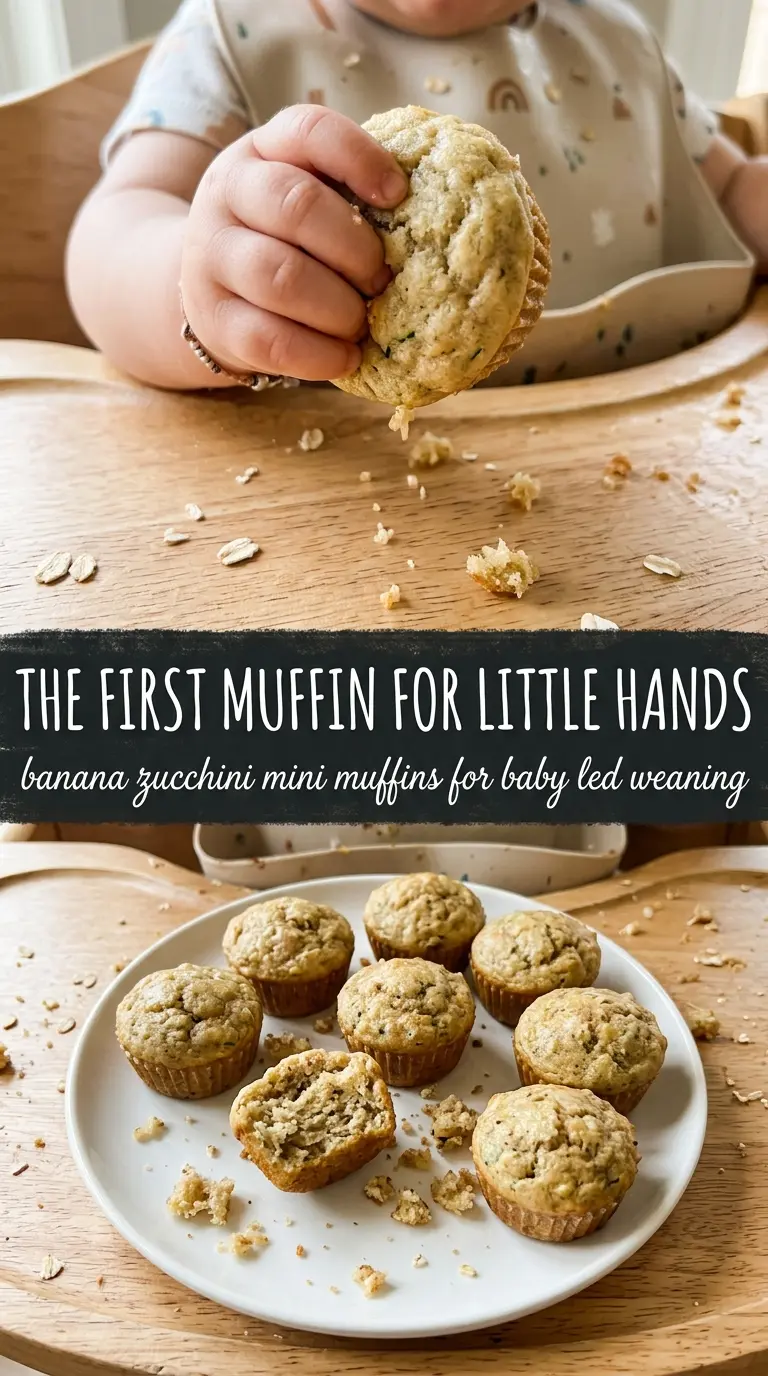 Banana zucchini mini muffins for baby led weaning soft tender crumb