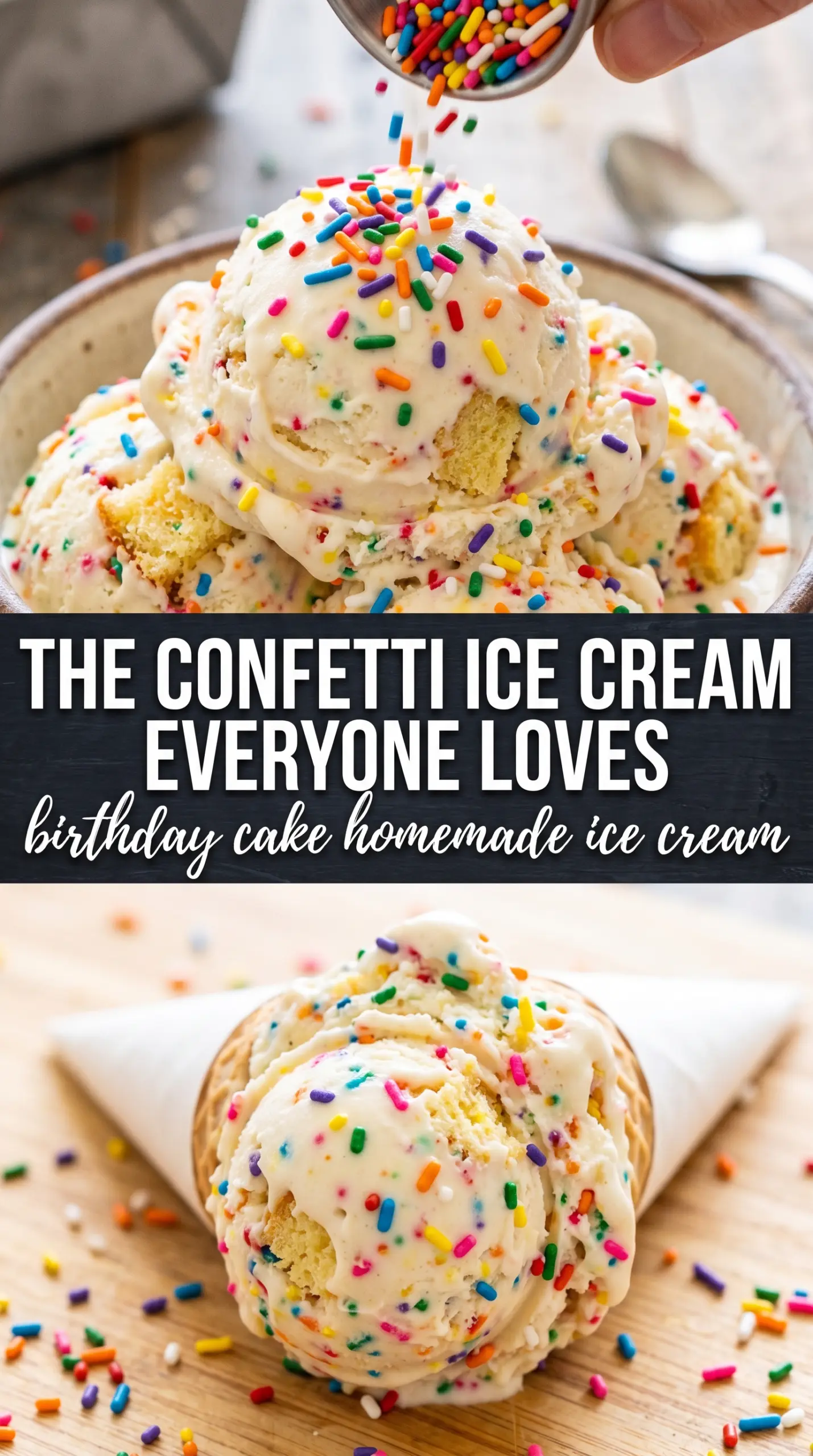 Birthday Cake Homemade Ice Cream creamy sprinkle-studded funfetti
