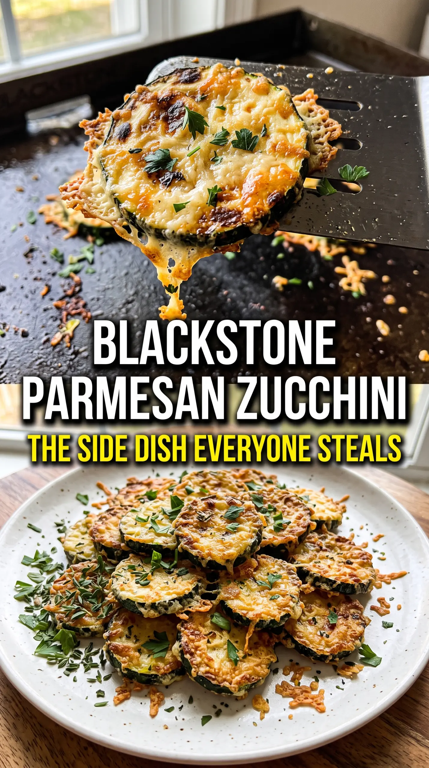 Blackstone Parmesan Zucchini, caramelized, garlicky, parmesan crust