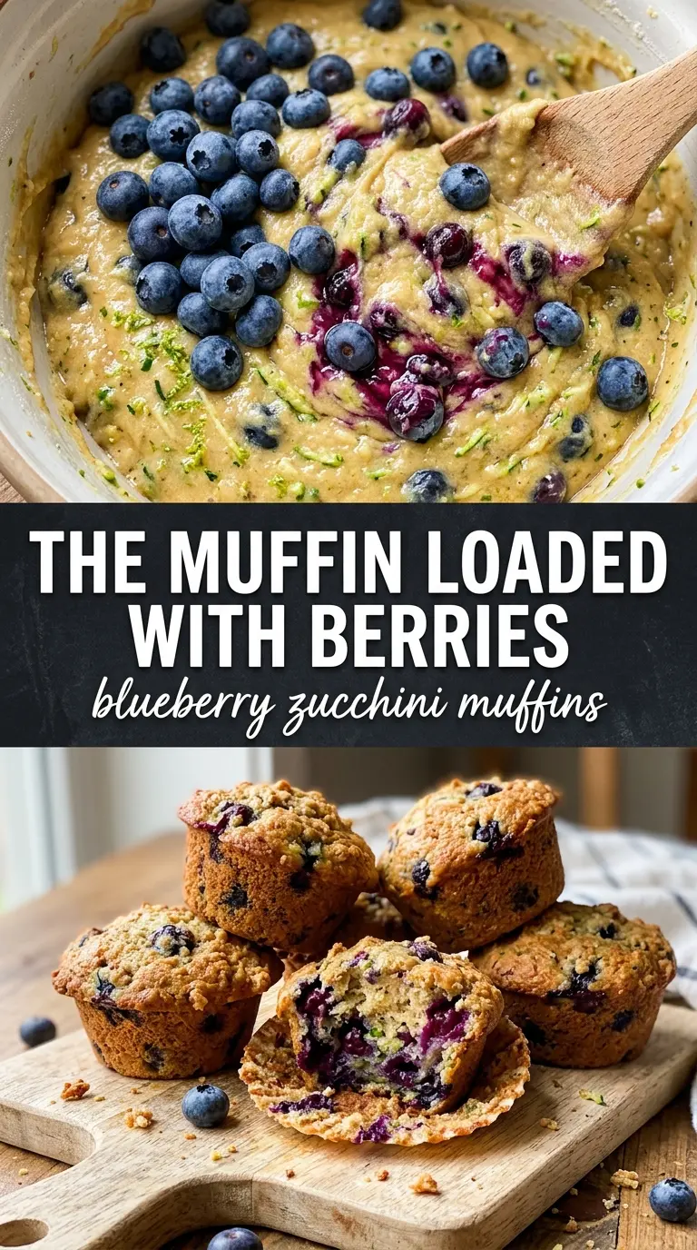Blueberry Zucchini Muffins with juicy berries