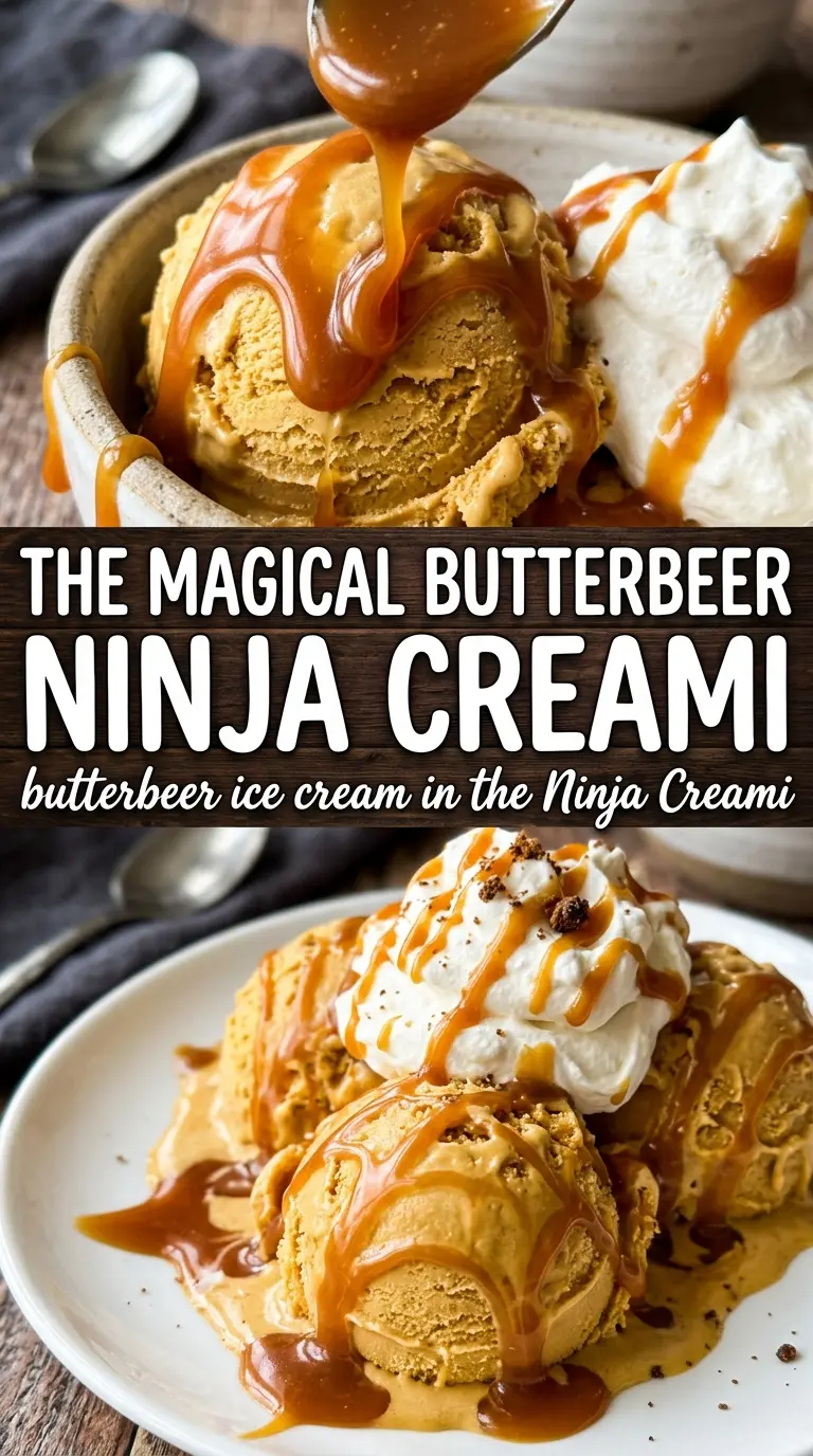 Butterbeer Ice Cream in the Ninja Creami creamy butterscotch dessert