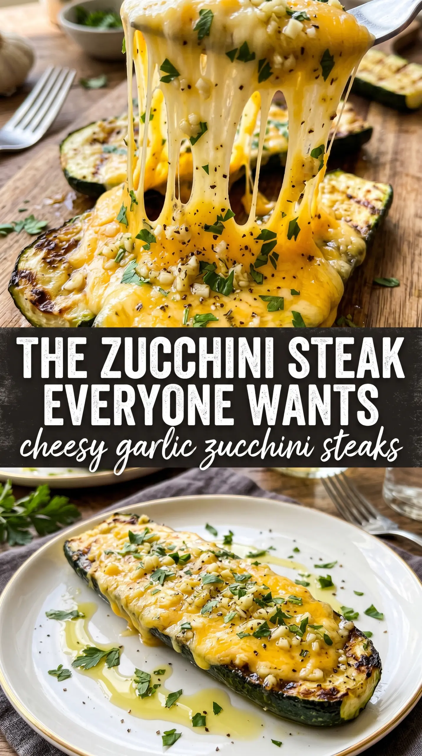 Cheesy Garlic Zucchini Steaks charred cheesy garlicky