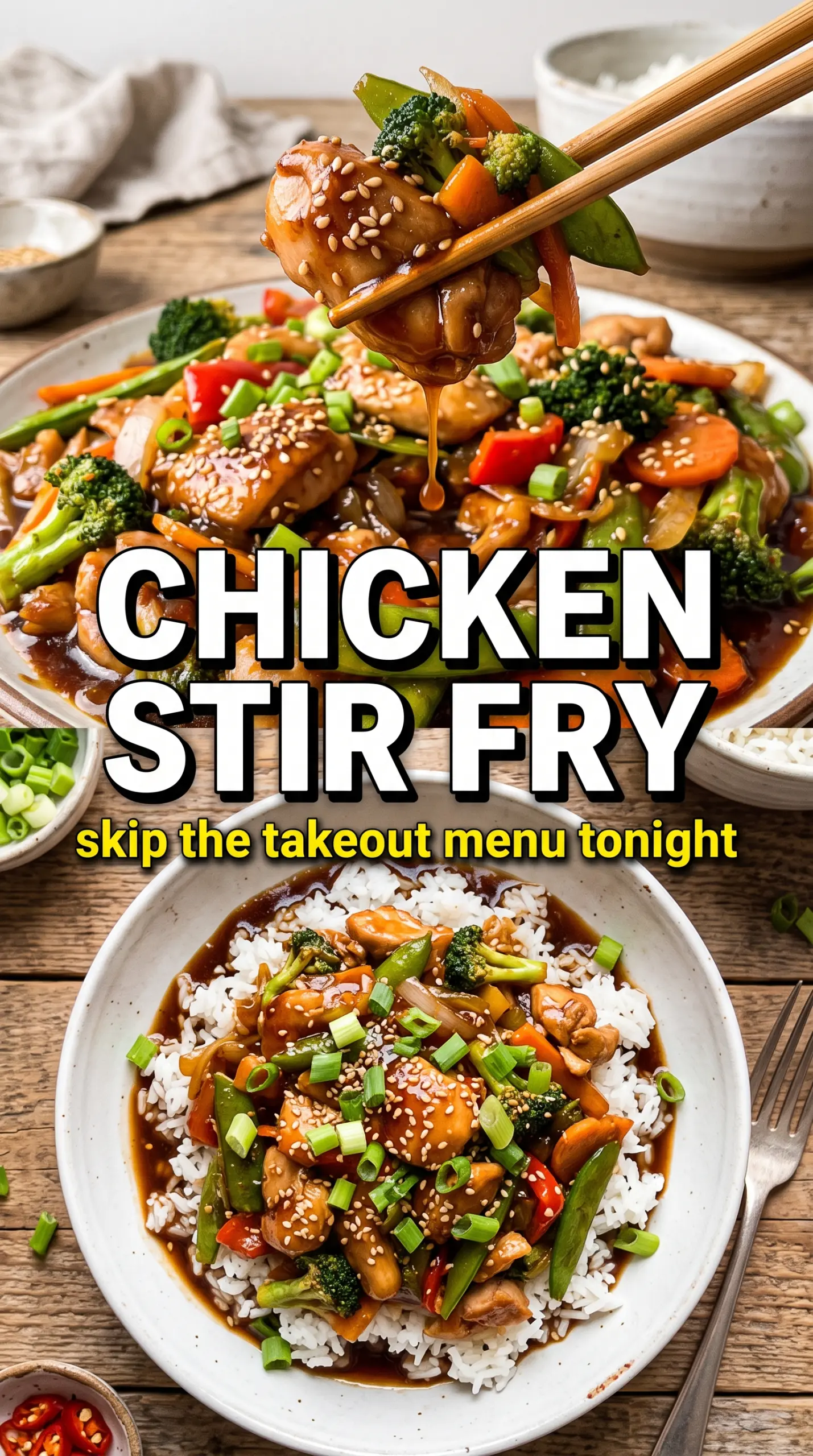 Chinese Chicken Stir Fry glossy colorful