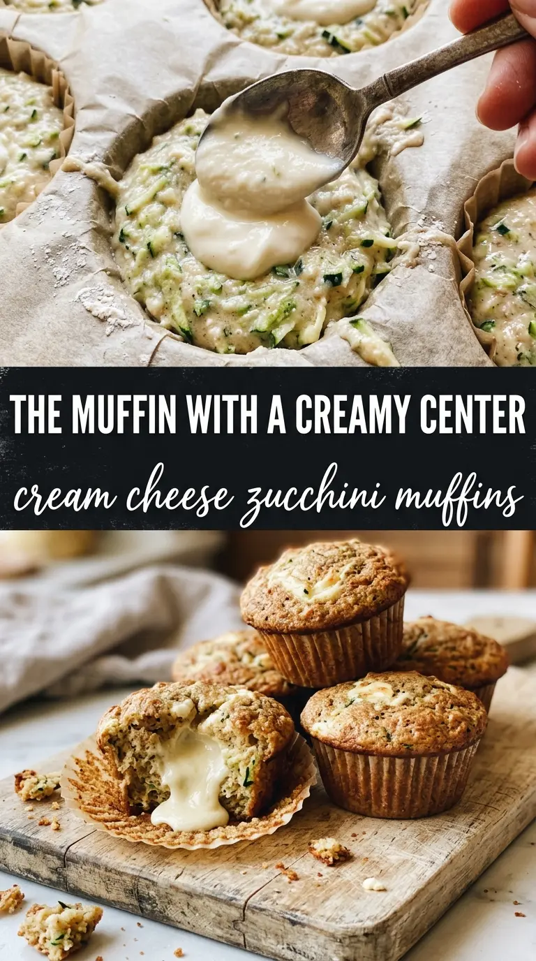 Cream Cheese Zucchini Muffins with creamy filling, bakery-style, tender crumb