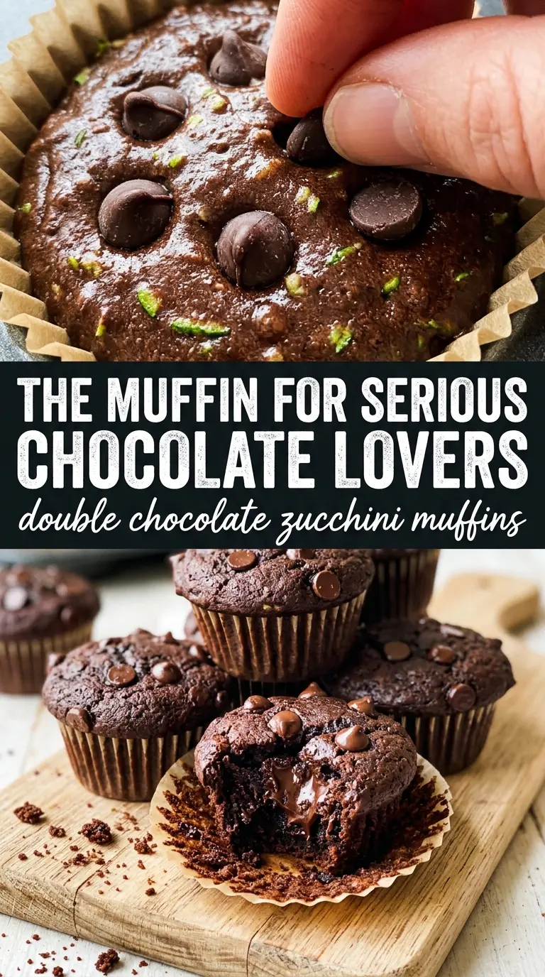 Double Chocolate Zucchini Muffins fudgy chocolate chips