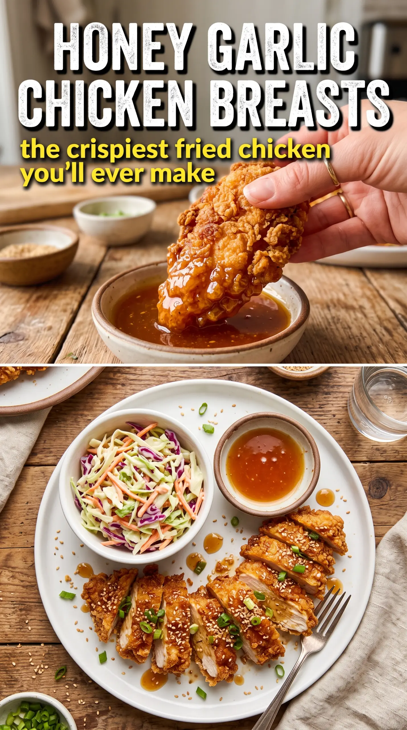 Double Crunch Honey Garlic Chicken Breasts crispy sticky glazed