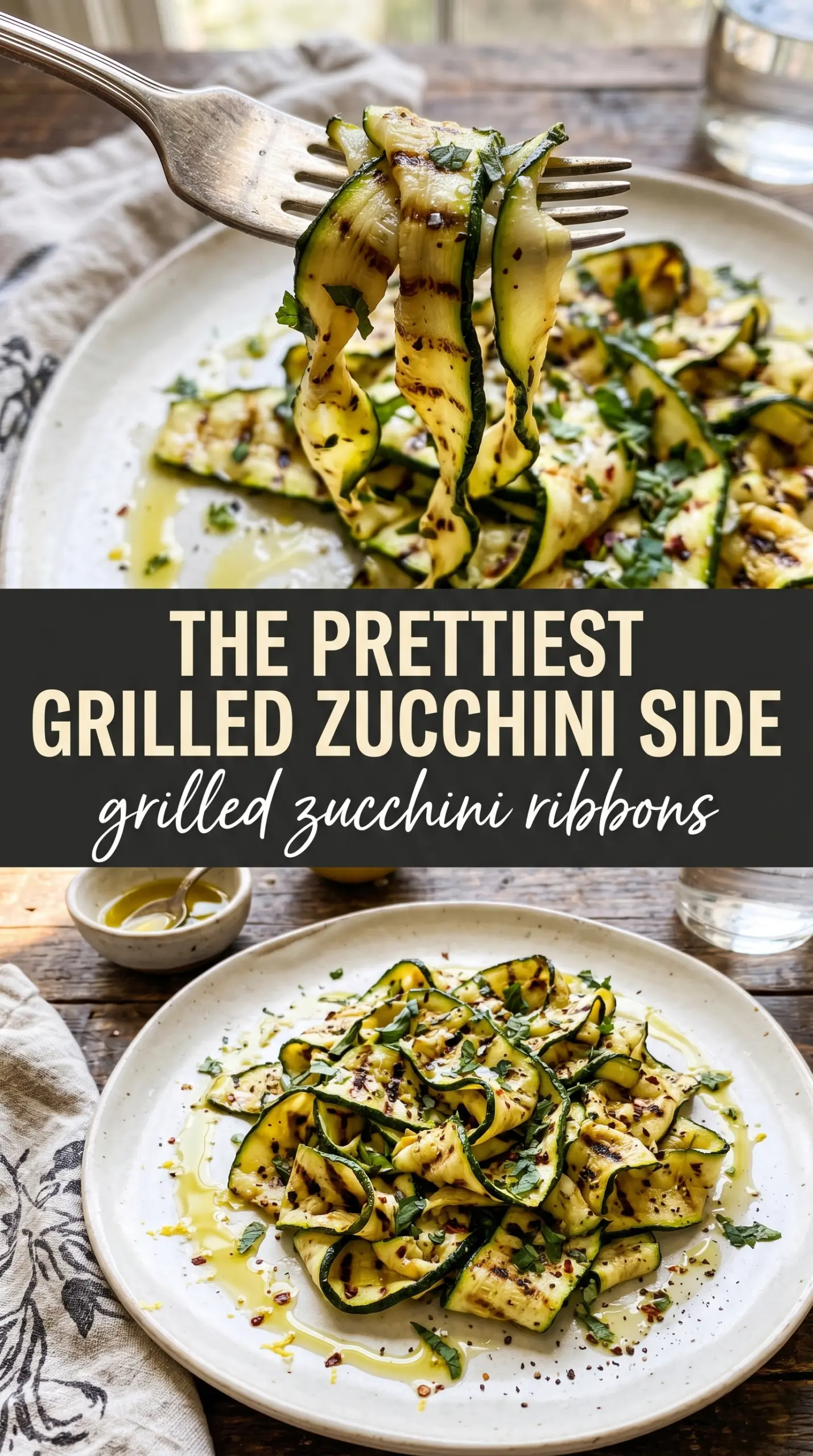 Grilled Zucchini Ribbons, lemon herb, parmesan