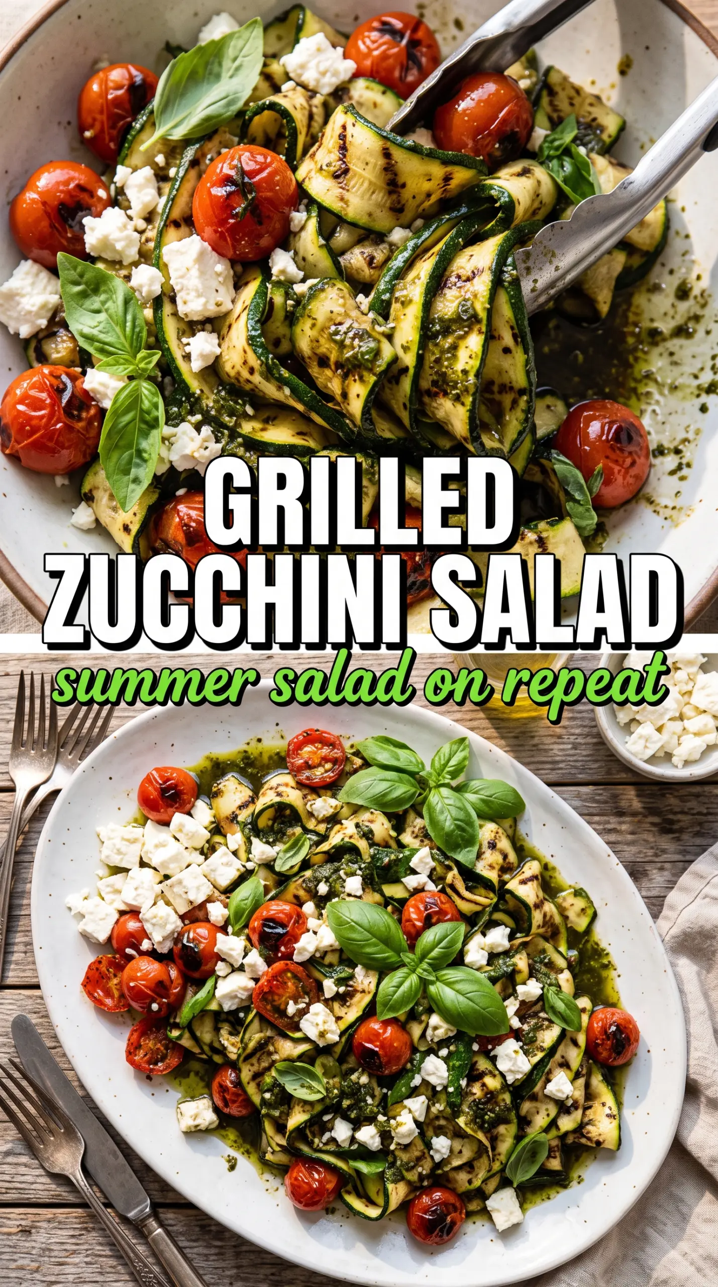 Grilled Zucchini Salad with Basil Vinaigrette charred fresh bright
