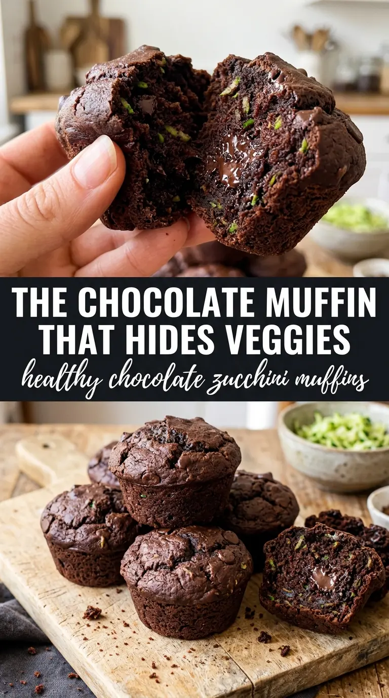 Healthy Chocolate Zucchini Muffins chocolatey fudgy
