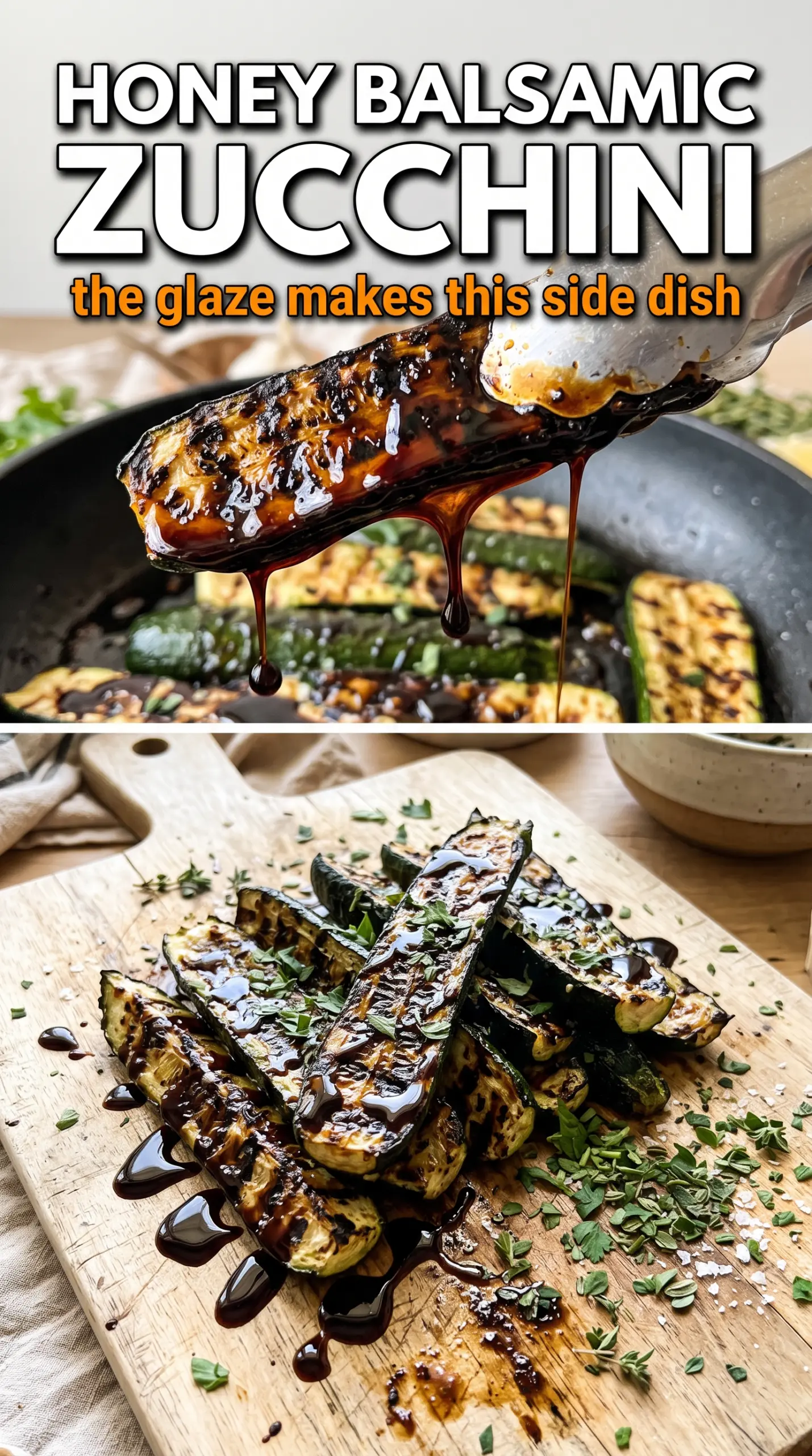 Honey Balsamic Grilled Zucchini sticky charred glaze