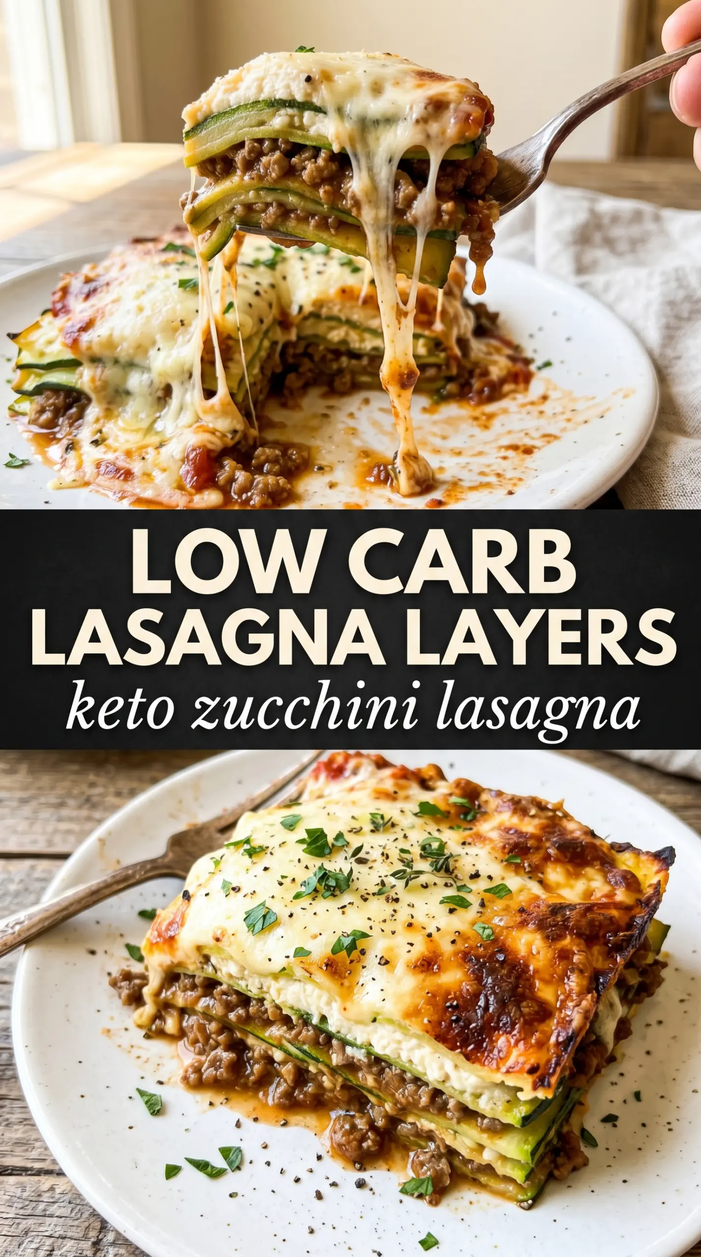 Keto zucchini lasagna rich layers bubbling mozzarella