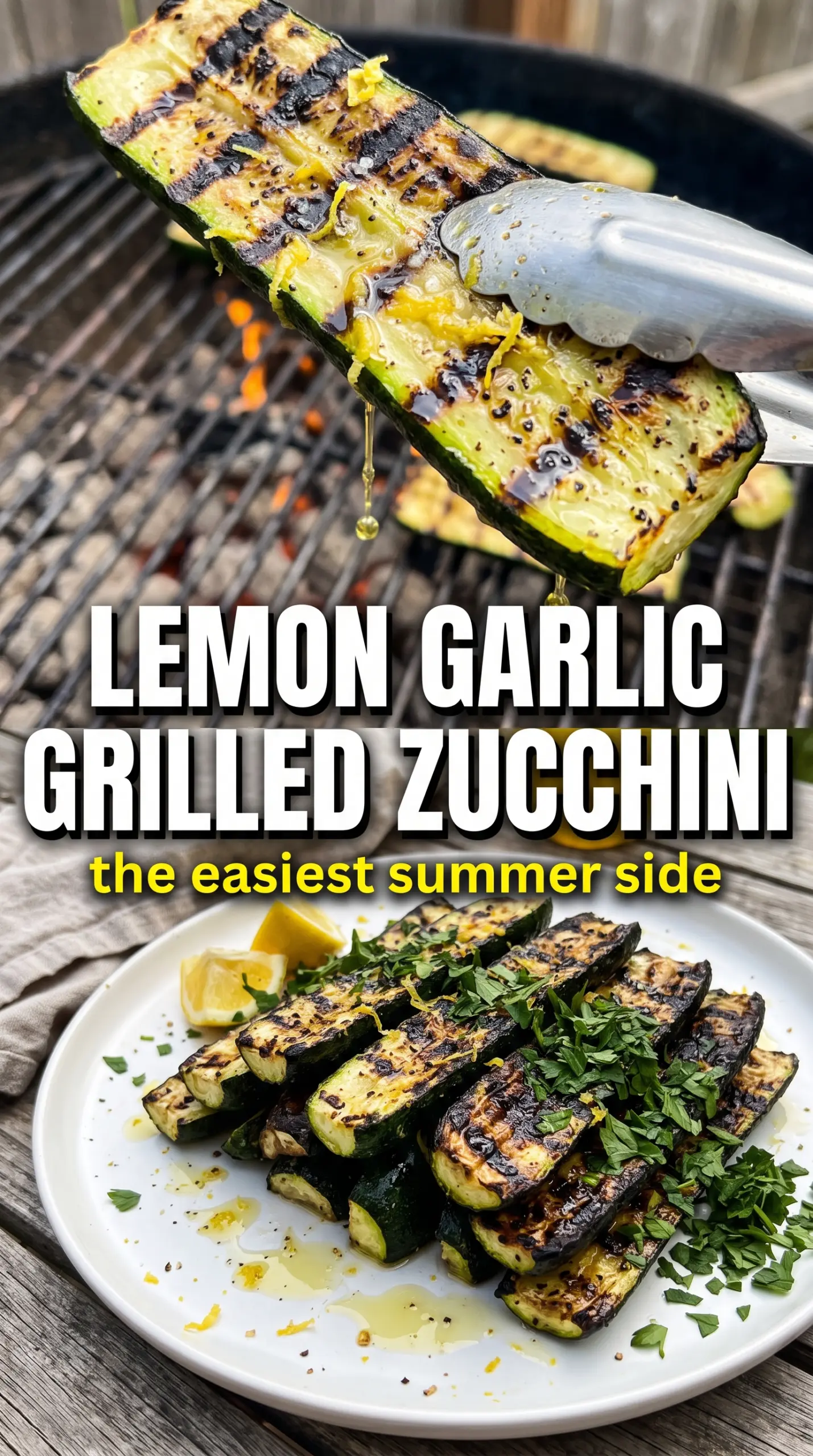 Lemon Garlic Grilled Zucchini bright charred