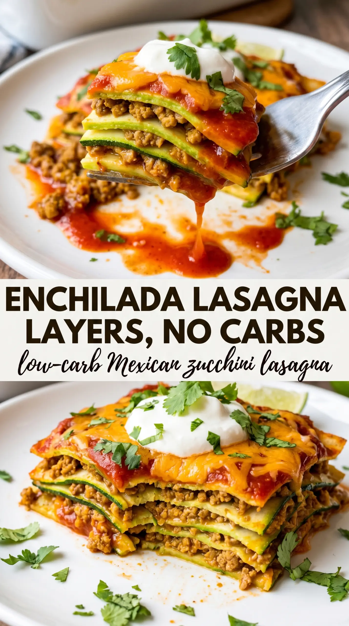 Low-Carb Mexican Zucchini Lasagna layered, cheesy, Tex-Mex