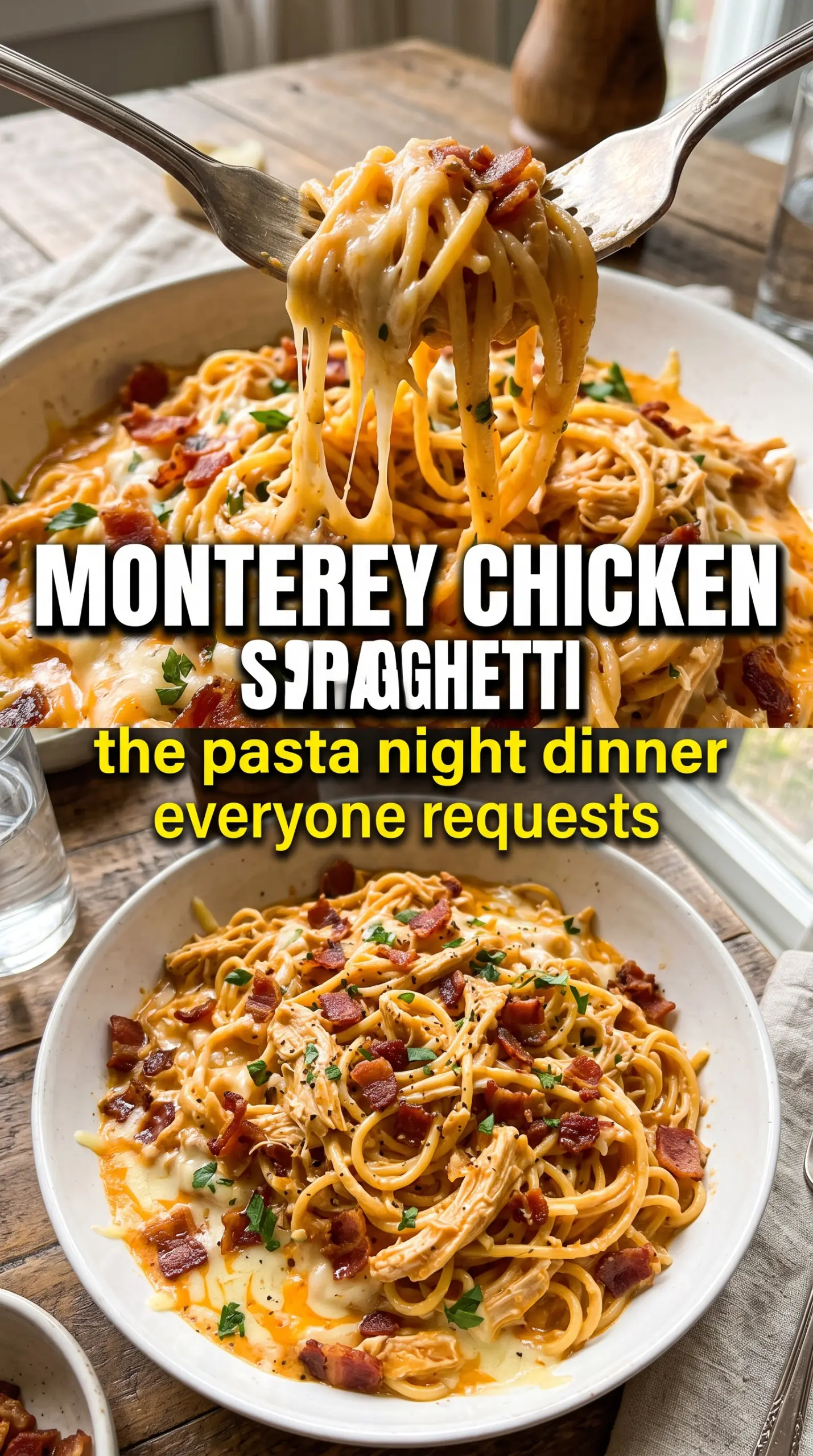 Monterey chicken spaghetti creamy cheesy bacon