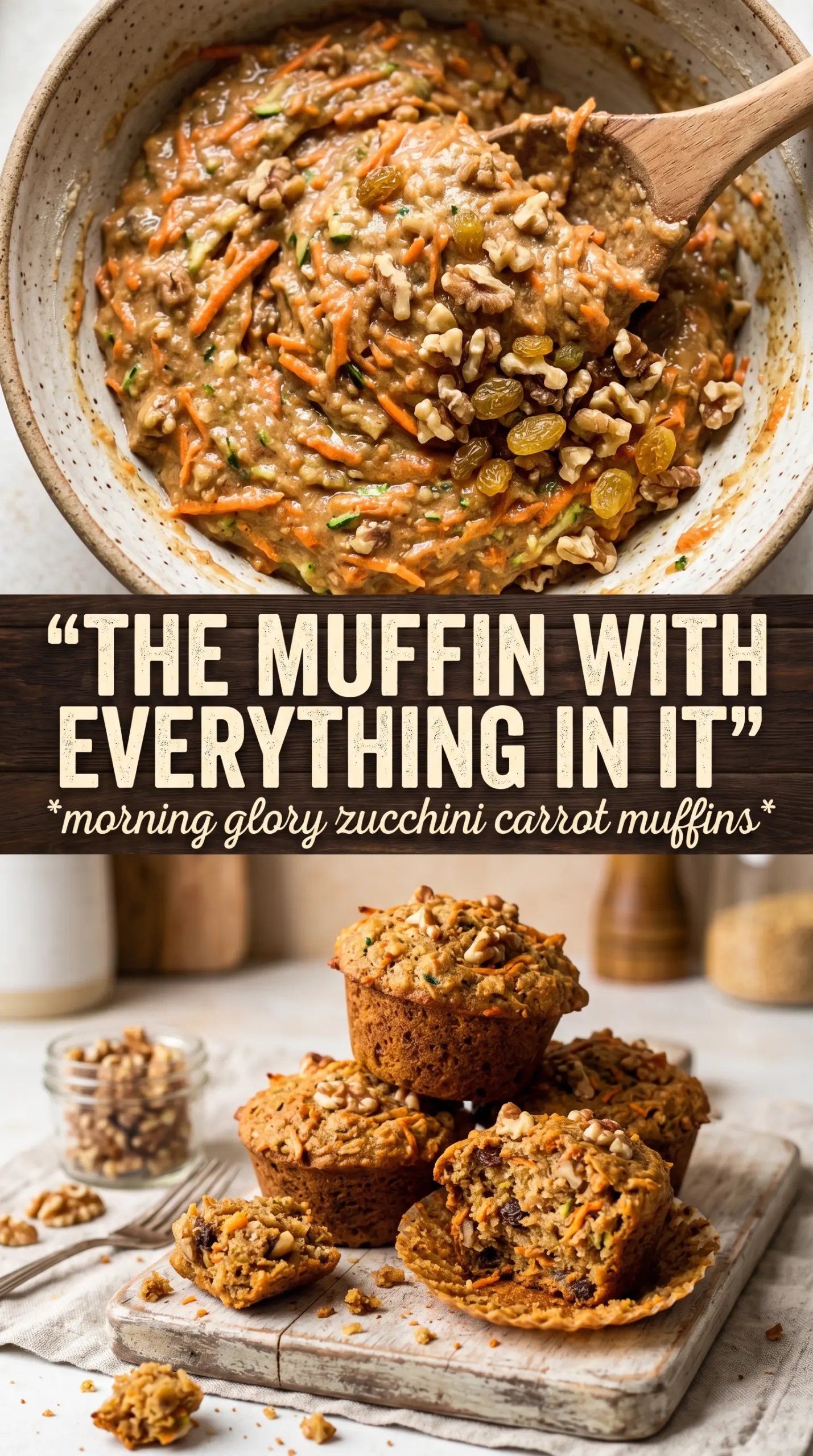 Morning Glory Zucchini Carrot Muffins with coconut, pineapple, and warm spice
