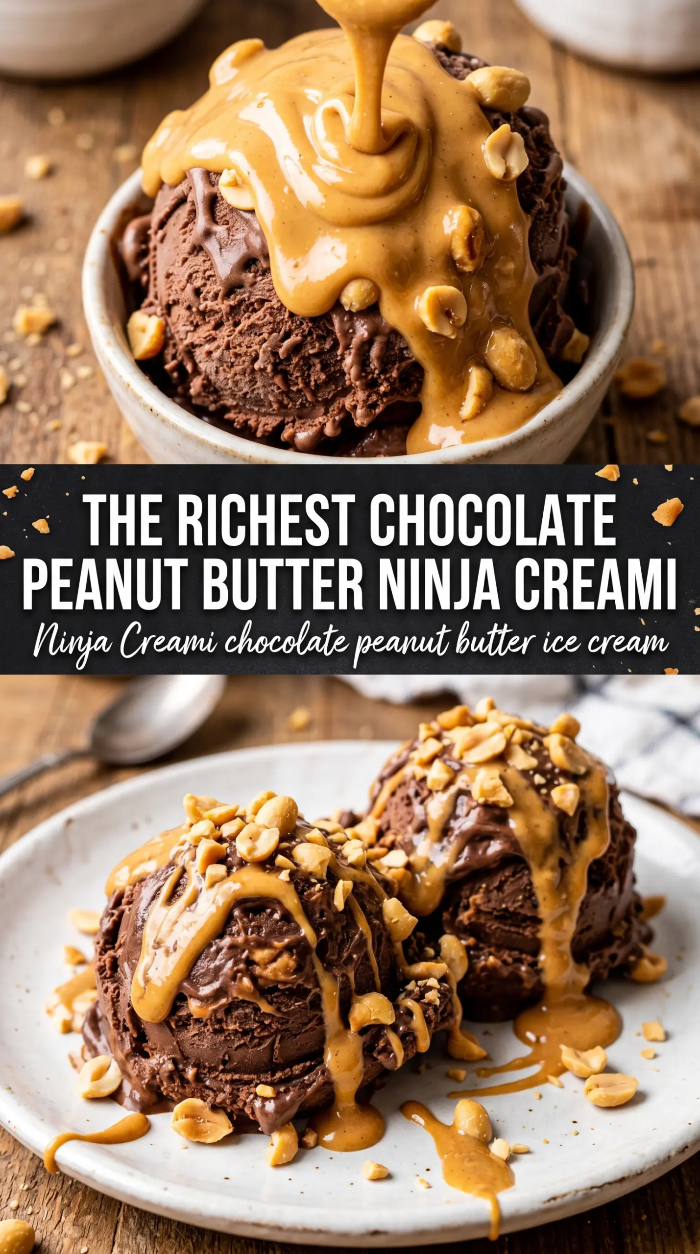 Ninja Creami Chocolate Peanut Butter Ice Cream rich fudgy peanut butter swirl