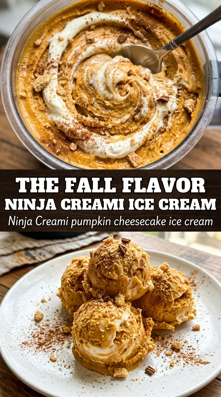 Ninja Creami pumpkin cheesecake ice cream, creamy spiced dessert