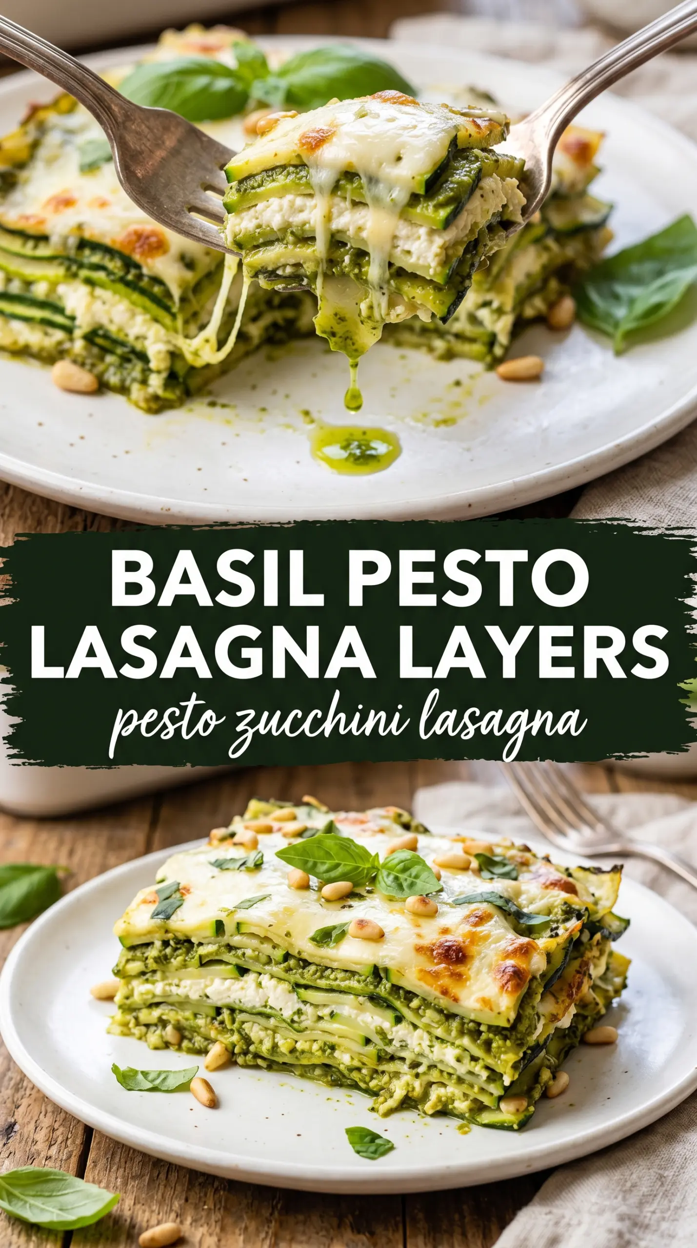Pesto Zucchini Lasagna vibrant green creamy baked