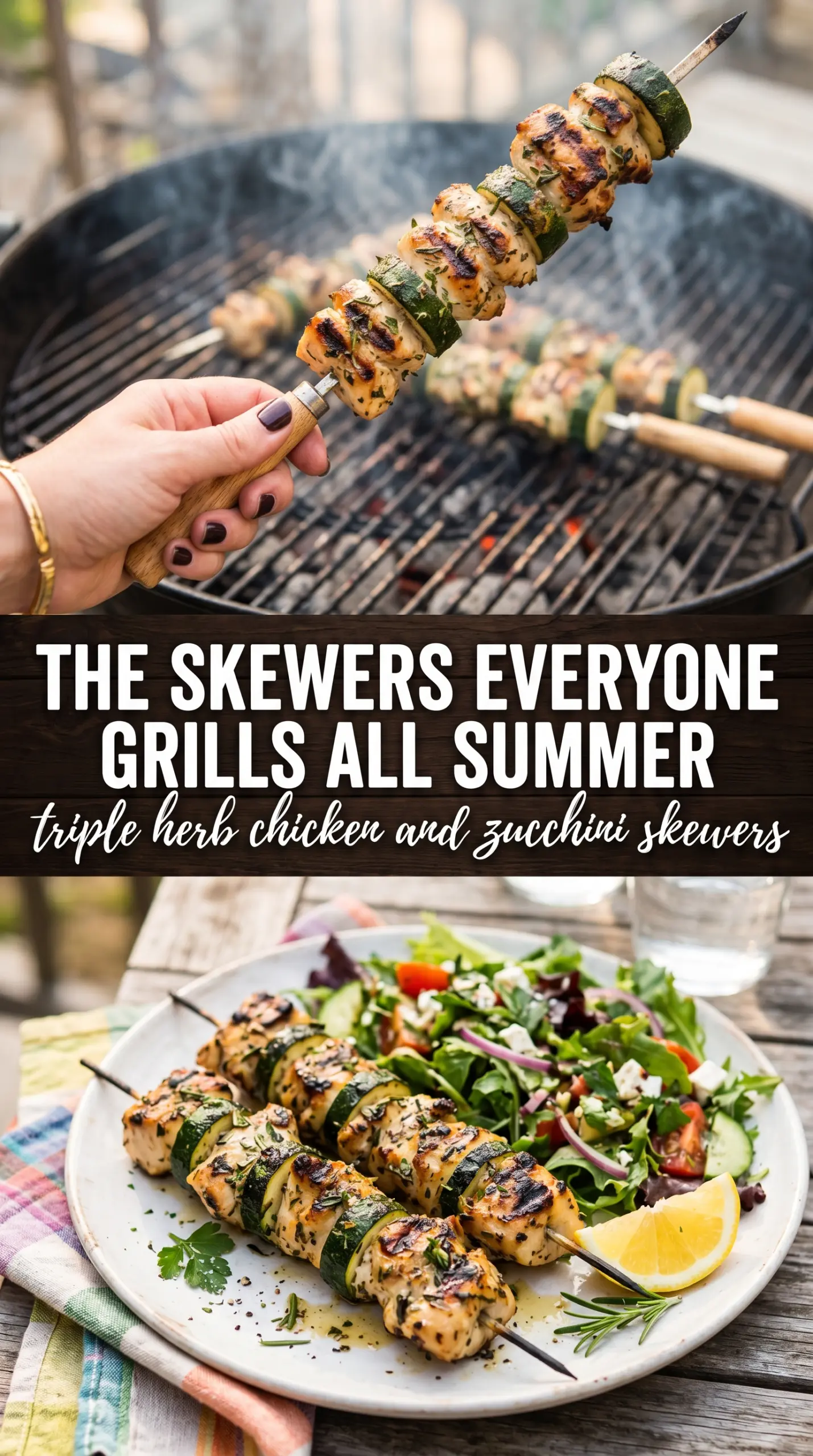 Triple Herb Chicken and Zucchini Skewers grilled herb chicken zucchini