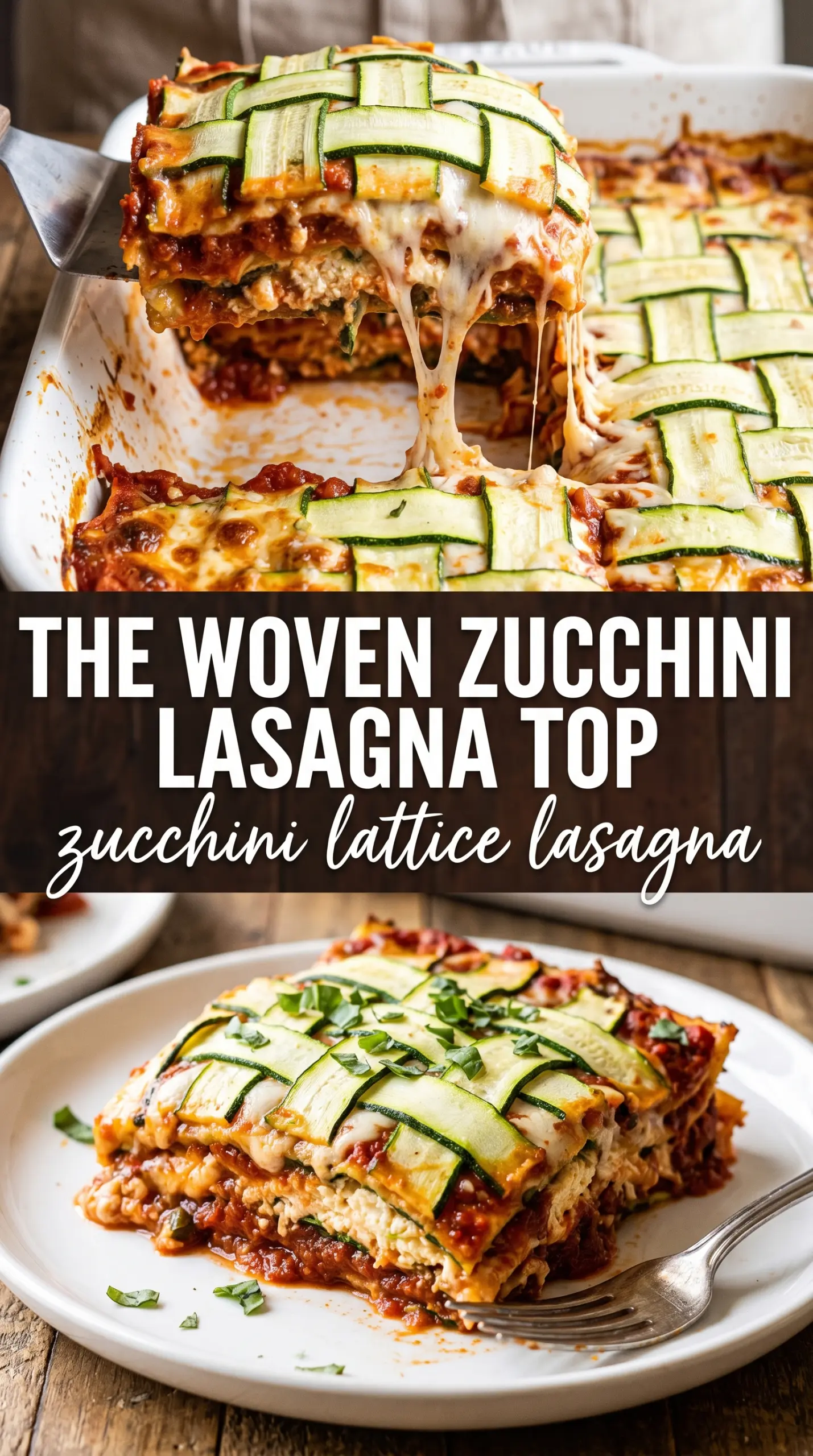 Zucchini lattice lasagna woven zucchini golden top