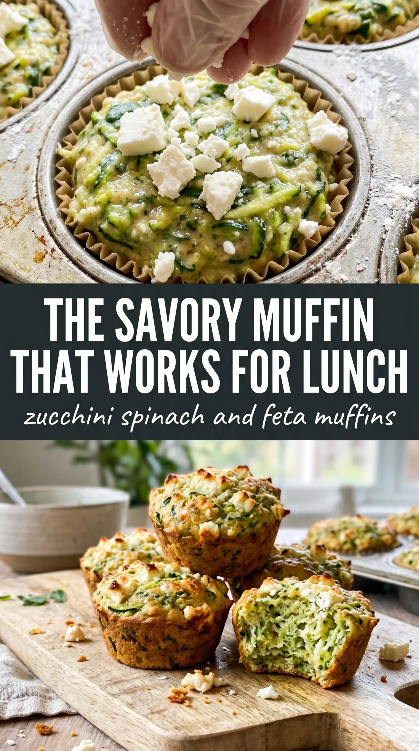 Zucchini spinach feta muffins savory green cheesy