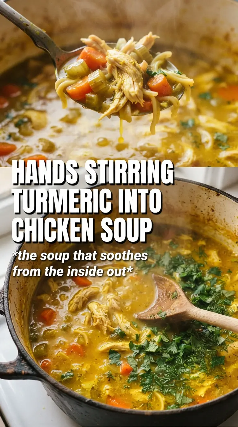 Anti-Inflammatory Turmeric Chicken Soup golden ginger lemon