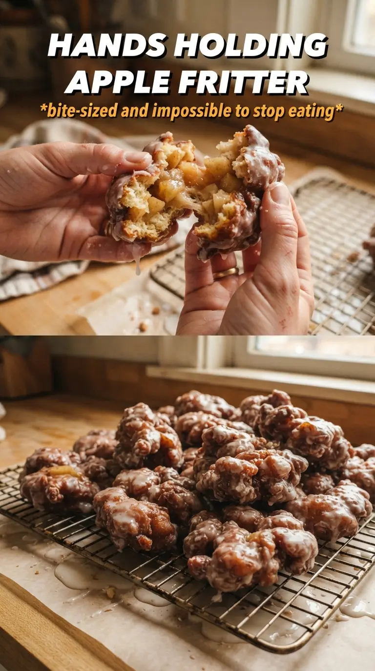 Apple fritters golden glazed crisp