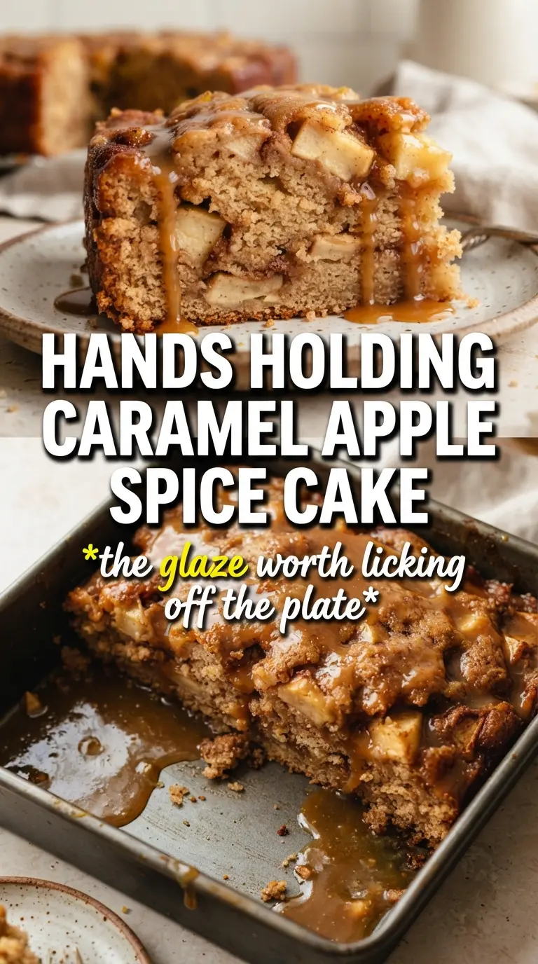 Caramel Apple Spice Cake, caramel drizzle, toffee crunch