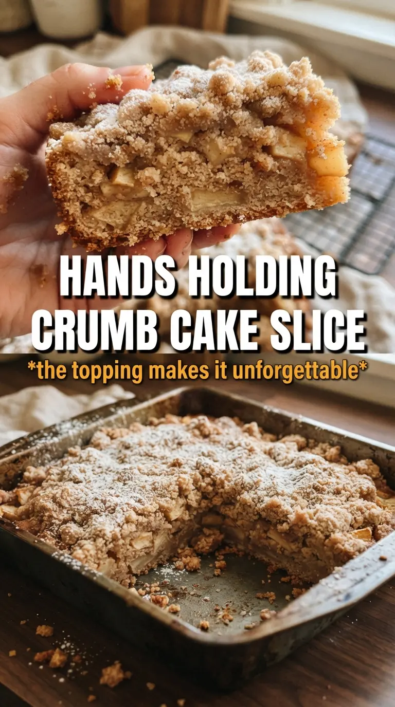 Cinnamon Apple Crumb Cake, buttery crumb topping, apple-studded cake