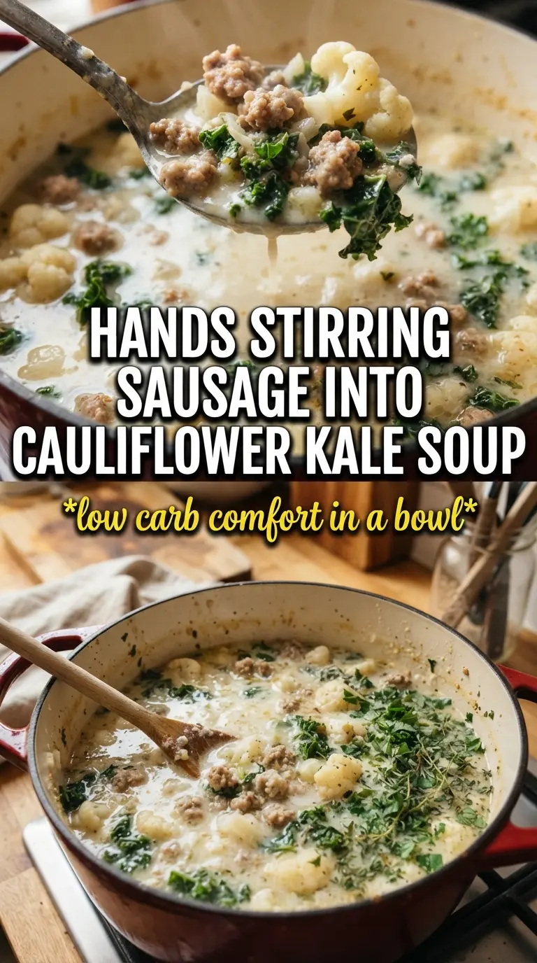 Creamy Cauliflower Sausage Kale Soup creamy savory hearty