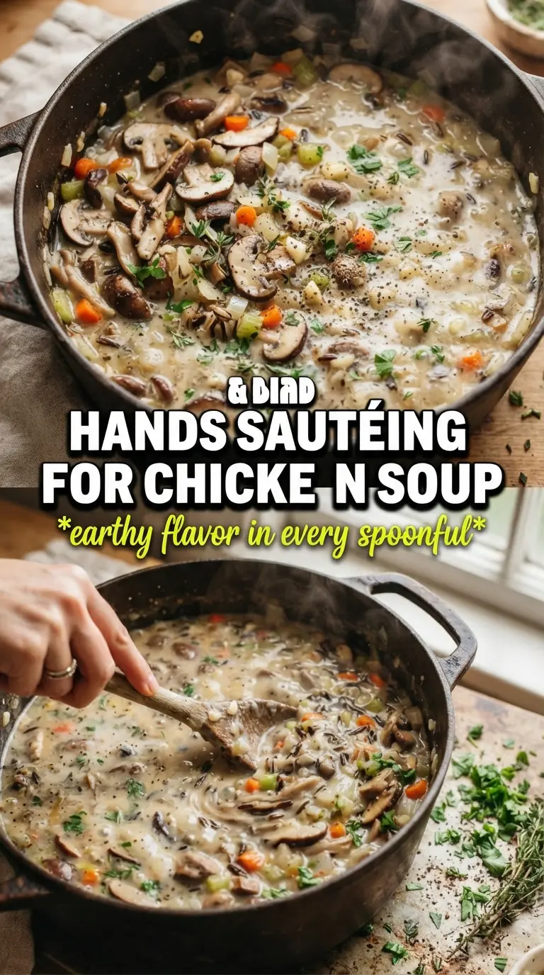 Creamy Mushroom Chicken and Wild Rice Soup creamy mushroomy hearty
